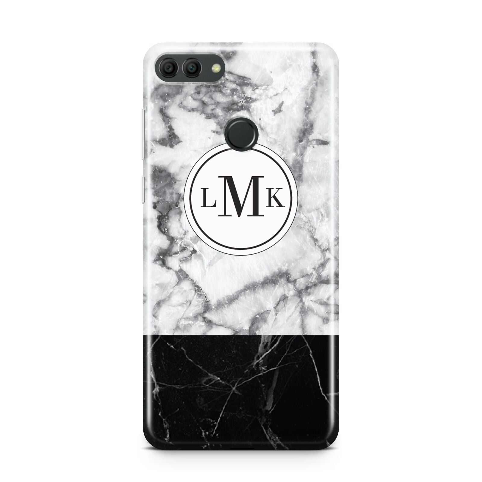 Geometric Marble Initials Personalised Huawei Y9 2018