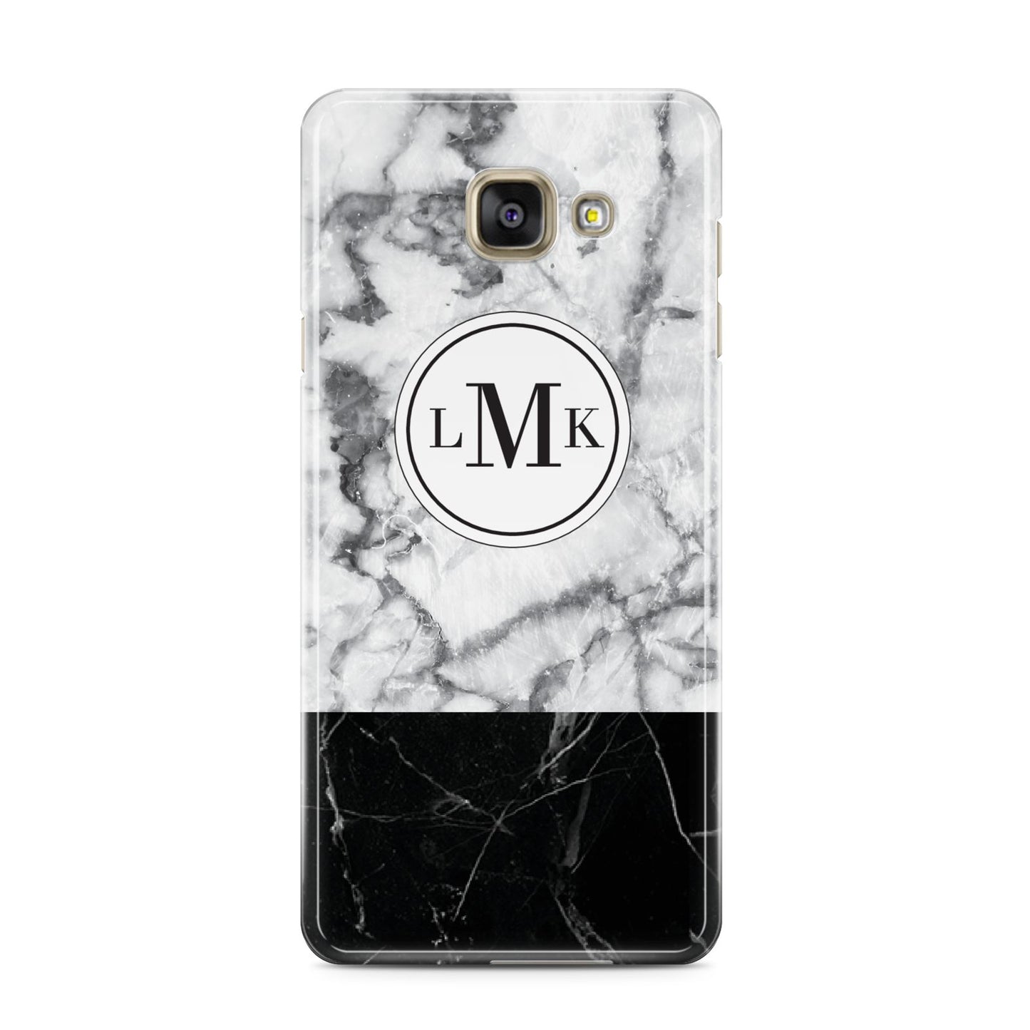 Geometric Marble Initials Personalised Samsung Galaxy A3 2016 Case on gold phone