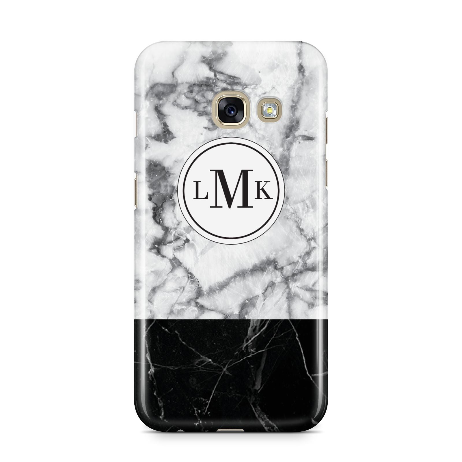 Geometric Marble Initials Personalised Samsung Galaxy A3 2017 Case on gold phone