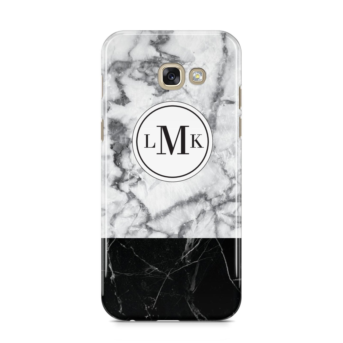 Geometric Marble Initials Personalised Samsung Galaxy A5 2017 Case on gold phone