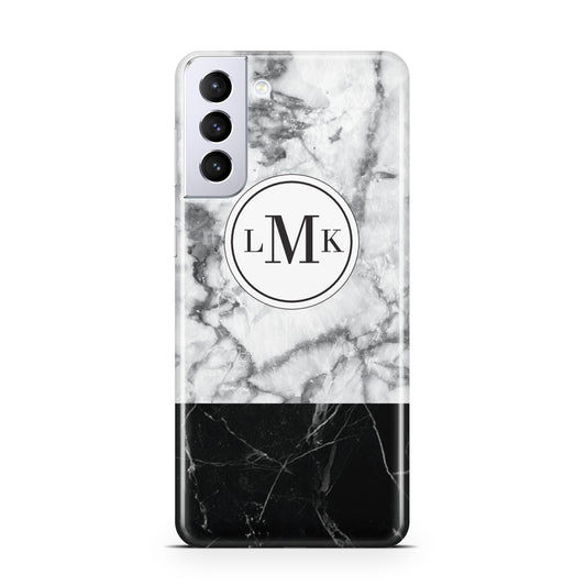 Geometric Marble Initials Personalised Samsung S21 Plus Phone Case