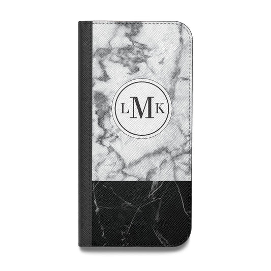 Geometric Marble Initials Personalised Vegan Leather Flip iPhone Case