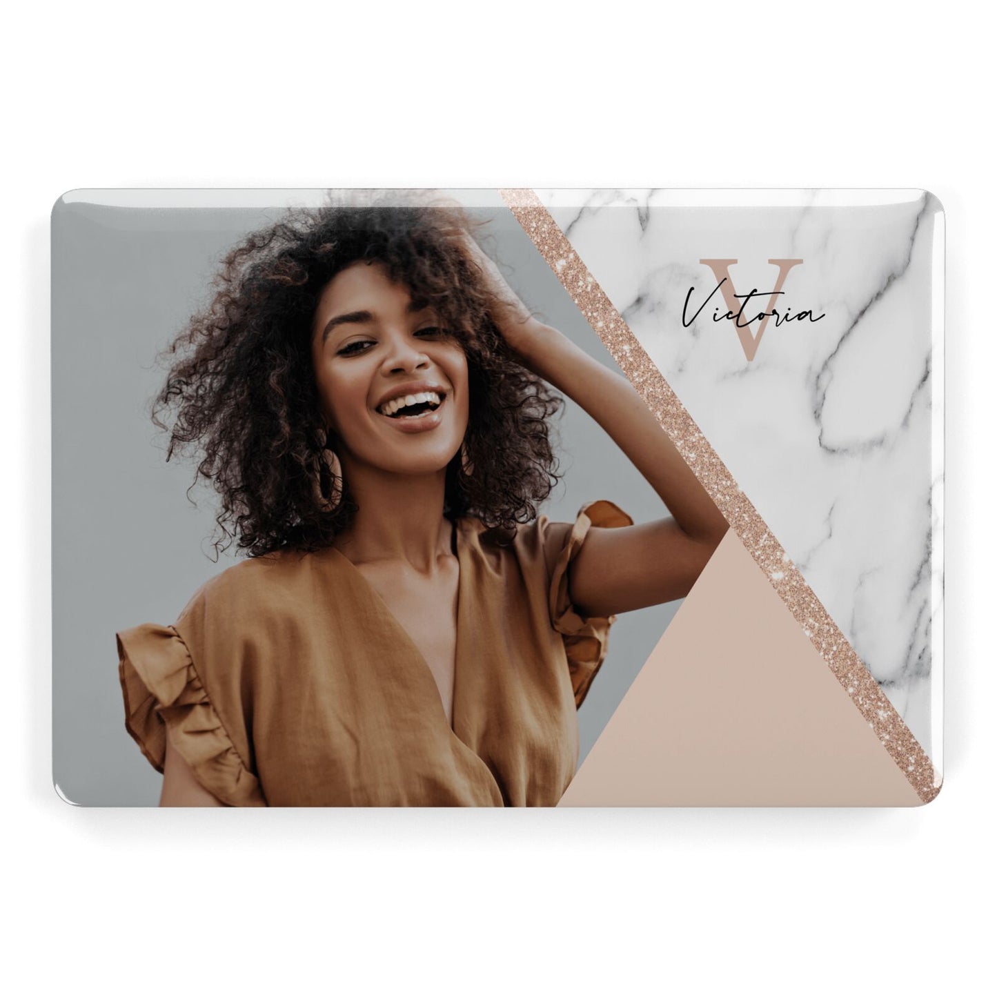 Geometric Marble Photo Upload Apple MacBook Case