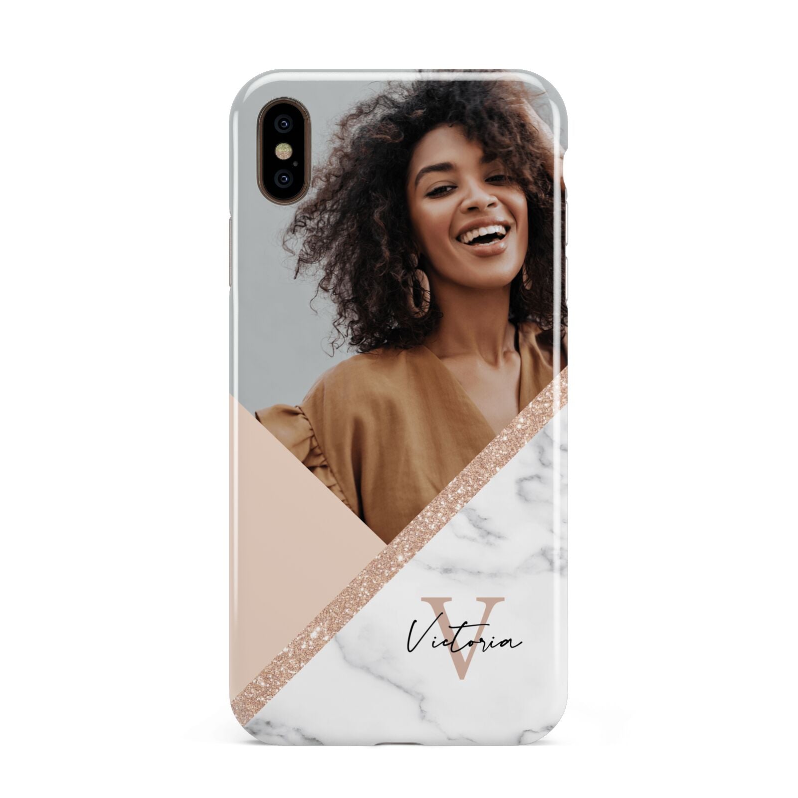 Geometric Marble Photo Upload Apple iPhone Xs Max 3D Tough Case