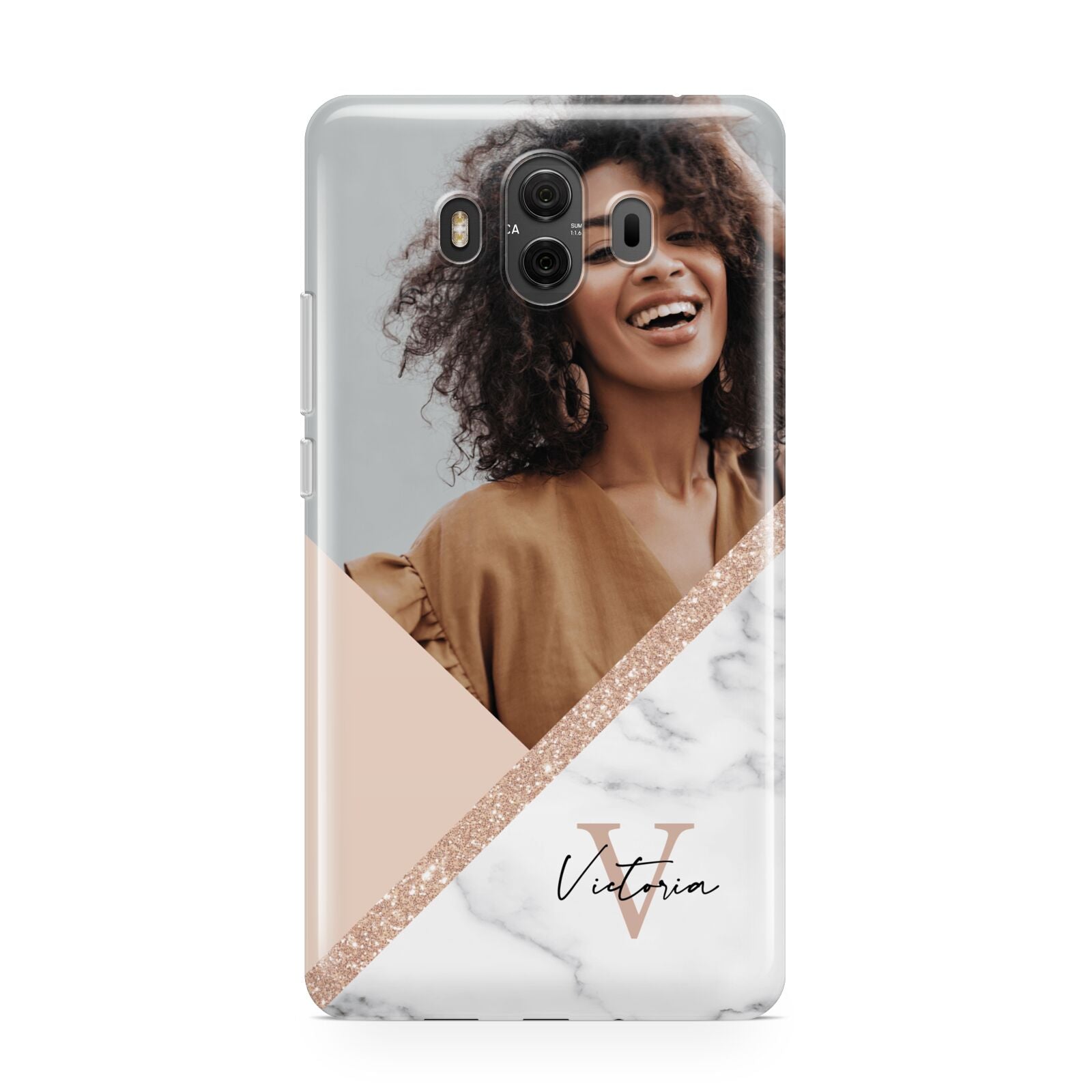 Geometric Marble Photo Upload Huawei Mate 10 Protective Phone Case