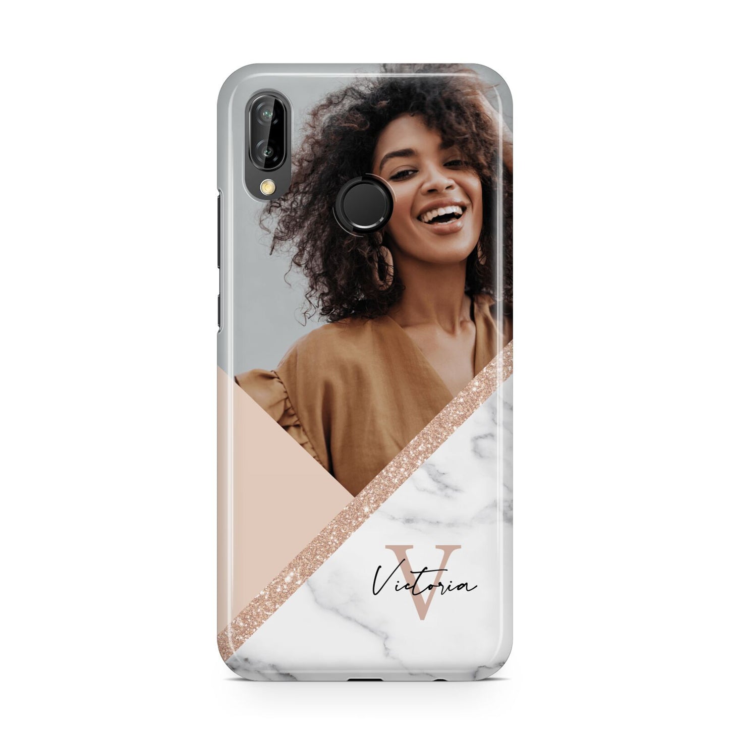 Geometric Marble Photo Upload Huawei P20 Lite Phone Case