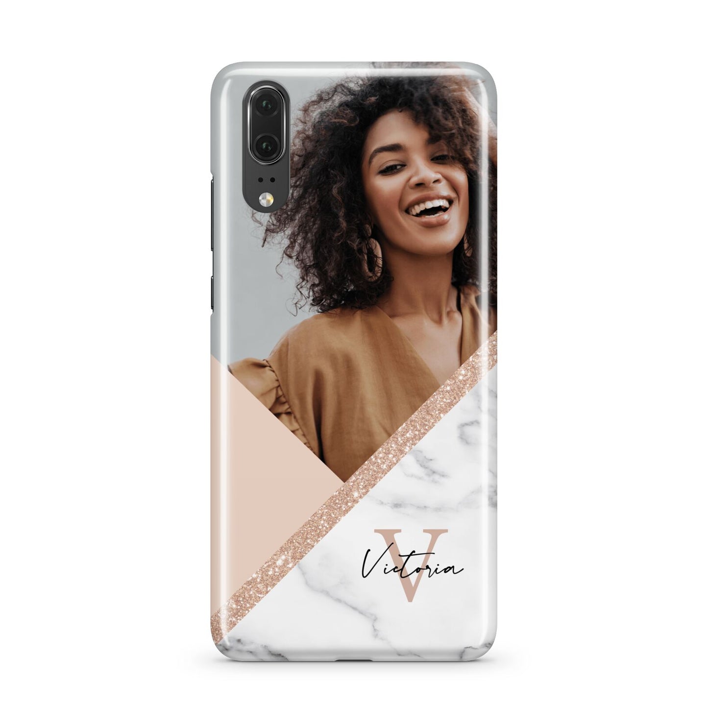 Geometric Marble Photo Upload Huawei P20 Phone Case