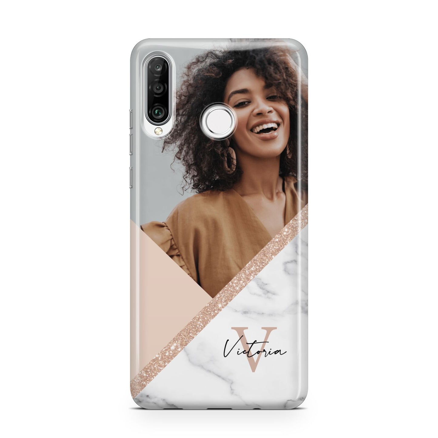 Geometric Marble Photo Upload Huawei P30 Lite Phone Case