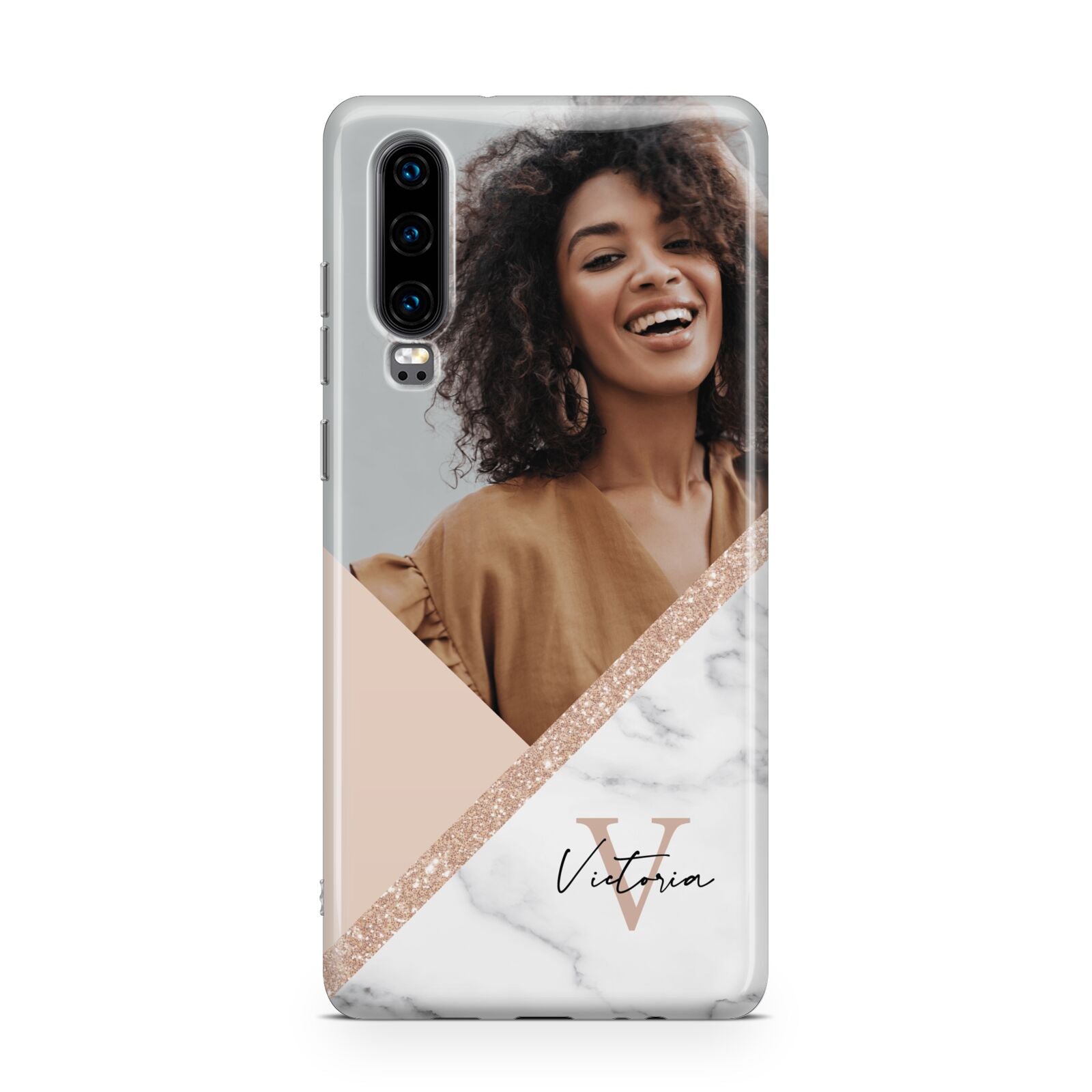 Geometric Marble Photo Upload Huawei P30 Phone Case