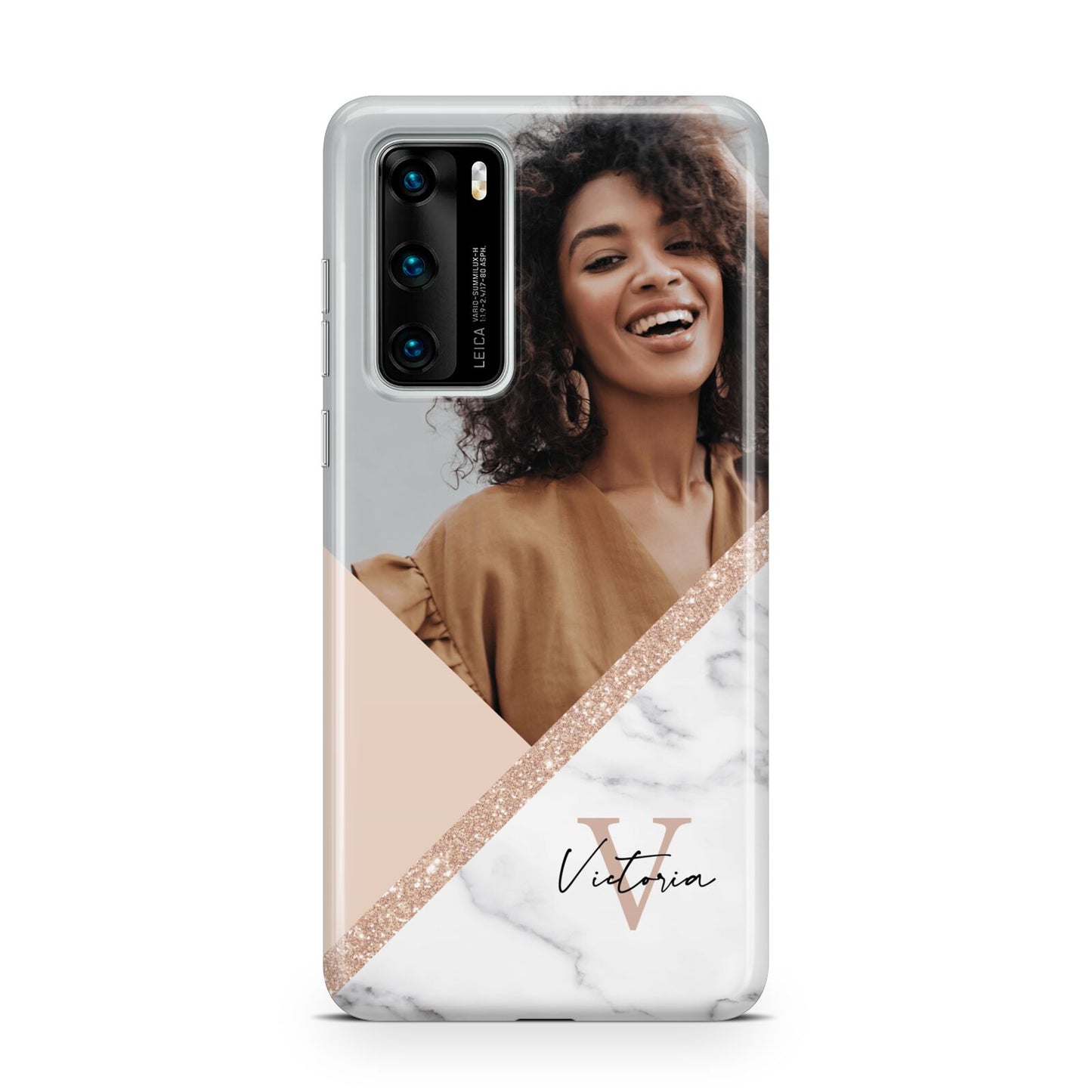 Geometric Marble Photo Upload Huawei P40 Phone Case