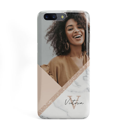 Geometric Marble Photo Upload OnePlus Case