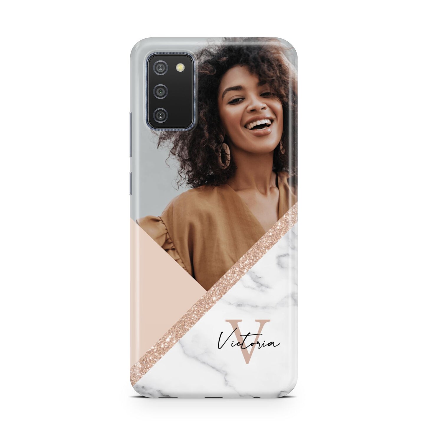 Geometric Marble Photo Upload Samsung A02s Case