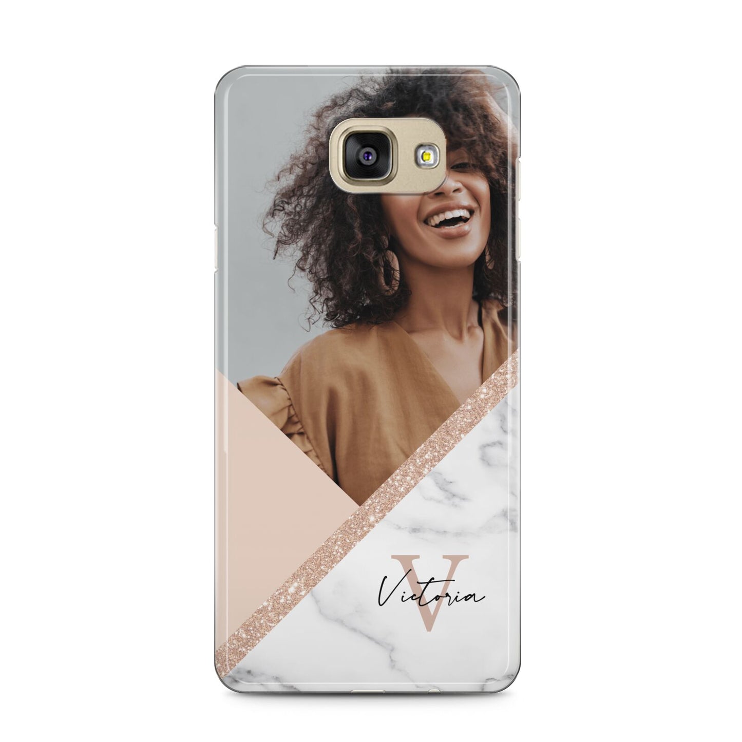 Geometric Marble Photo Upload Samsung Galaxy A5 2016 Case on gold phone