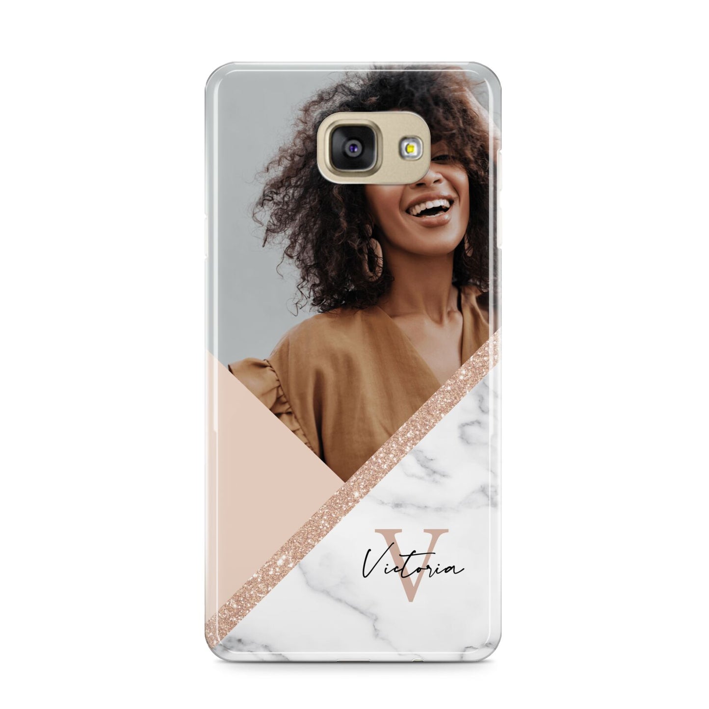 Geometric Marble Photo Upload Samsung Galaxy A9 2016 Case on gold phone