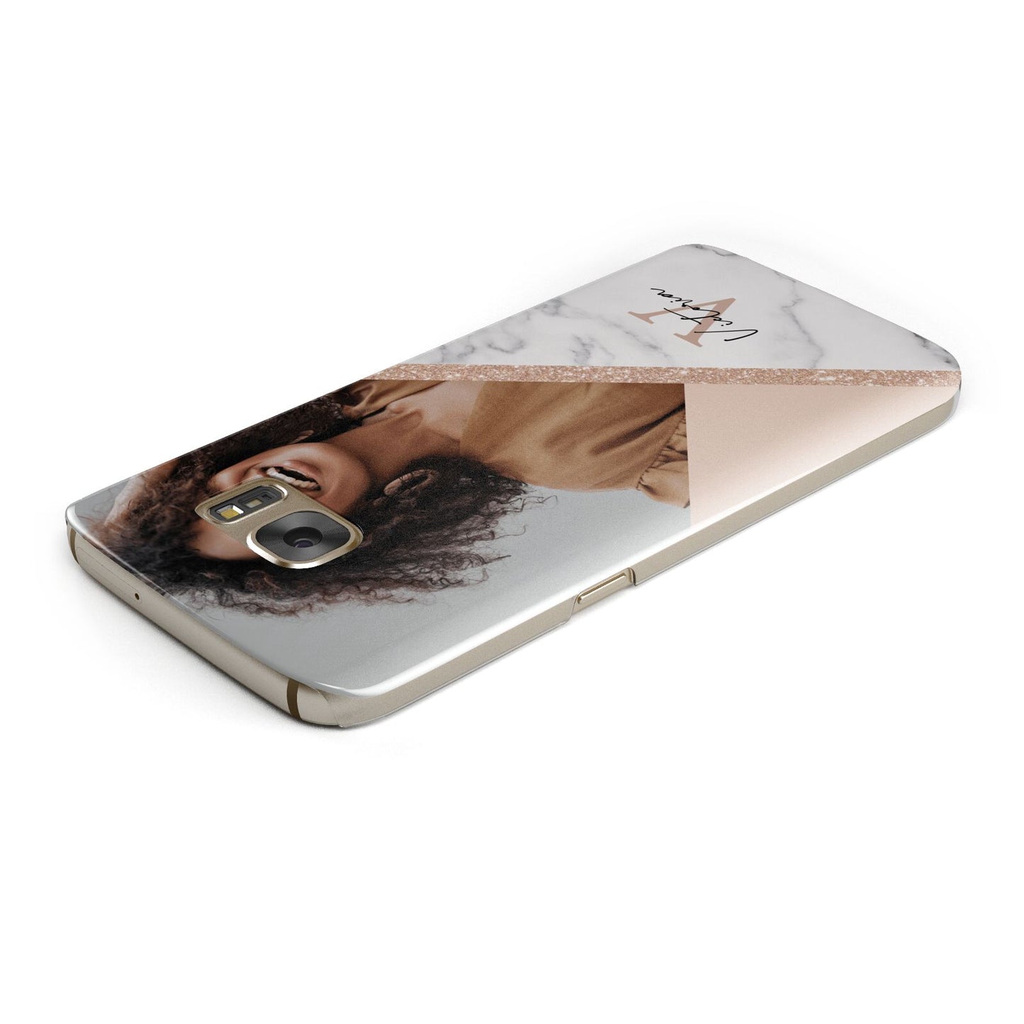 Geometric Marble Photo Upload Samsung Galaxy Case Top Cutout