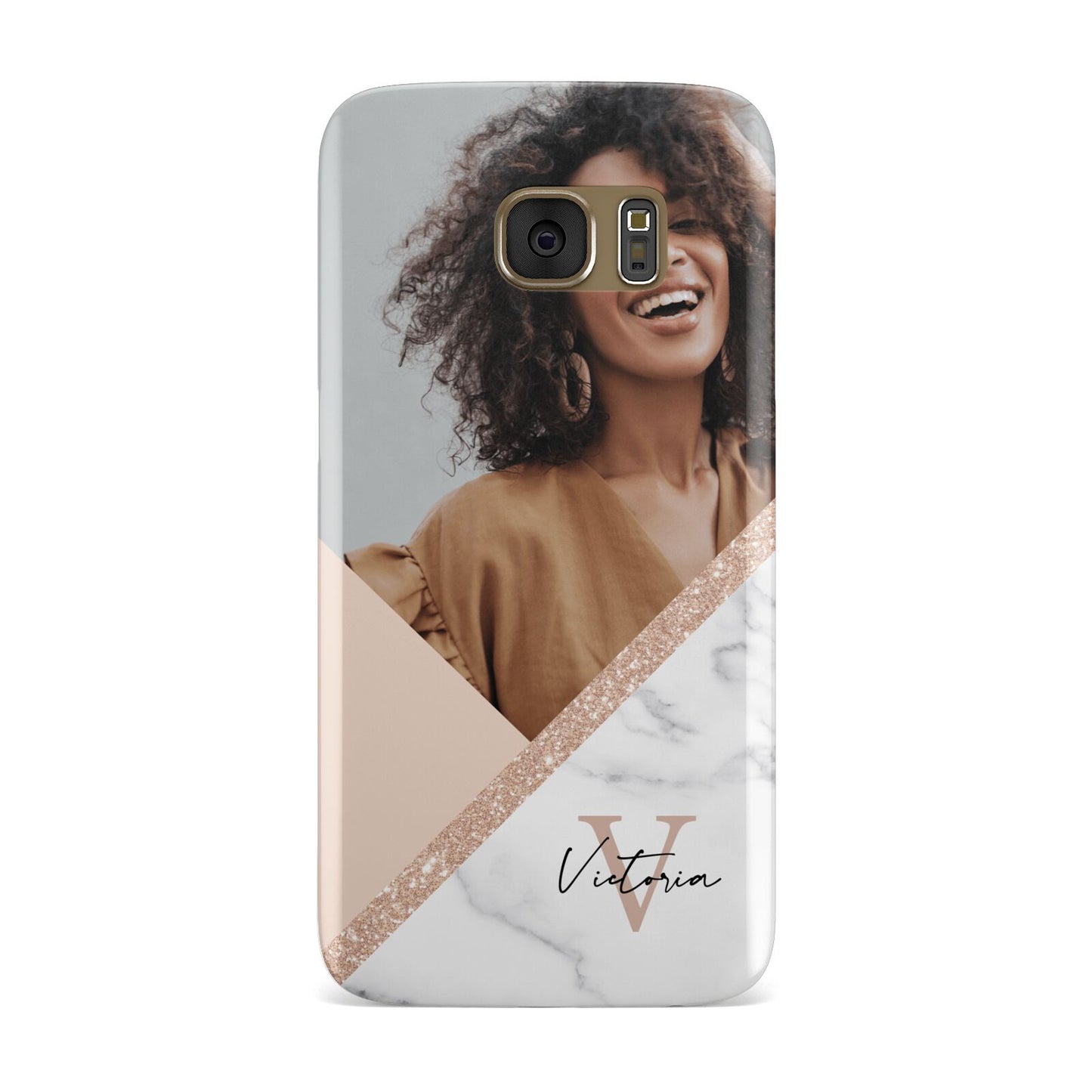 Geometric Marble Photo Upload Samsung Galaxy Case