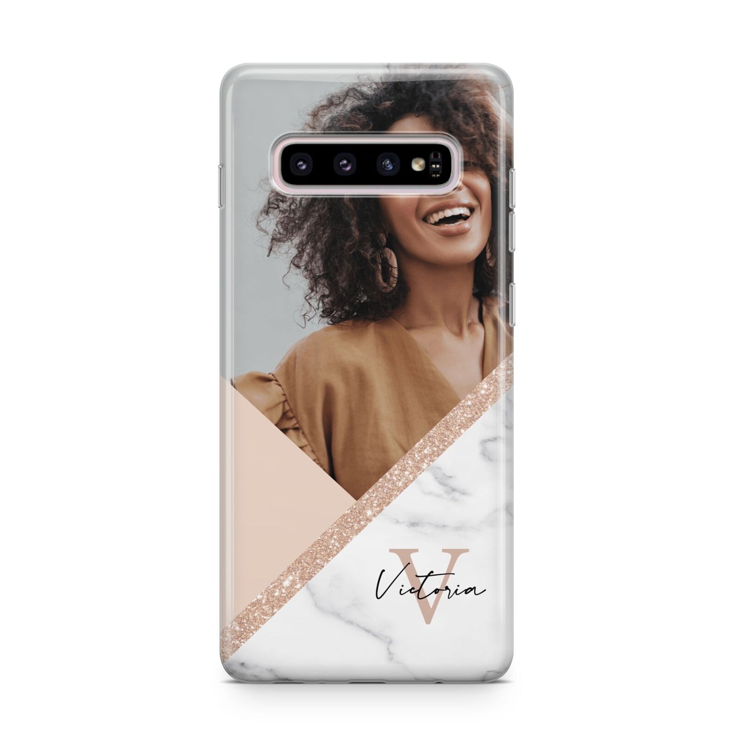 Geometric Marble Photo Upload Samsung Galaxy S10 Plus Case