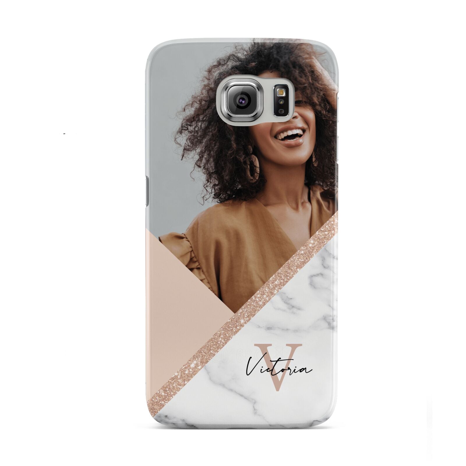 Geometric Marble Photo Upload Samsung Galaxy S6 Case