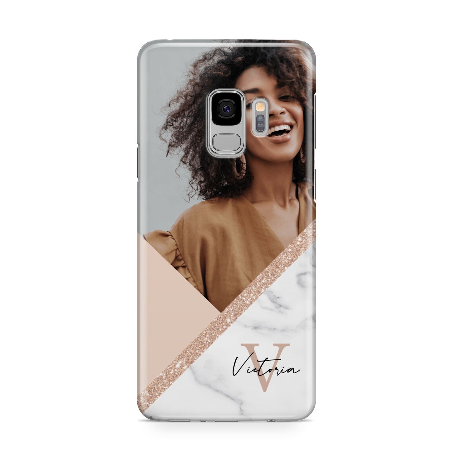 Geometric Marble Photo Upload Samsung Galaxy S9 Case