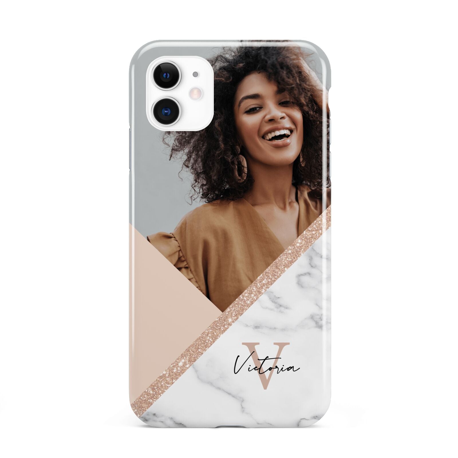 Geometric Marble Photo Upload iPhone 11 3D Tough Case