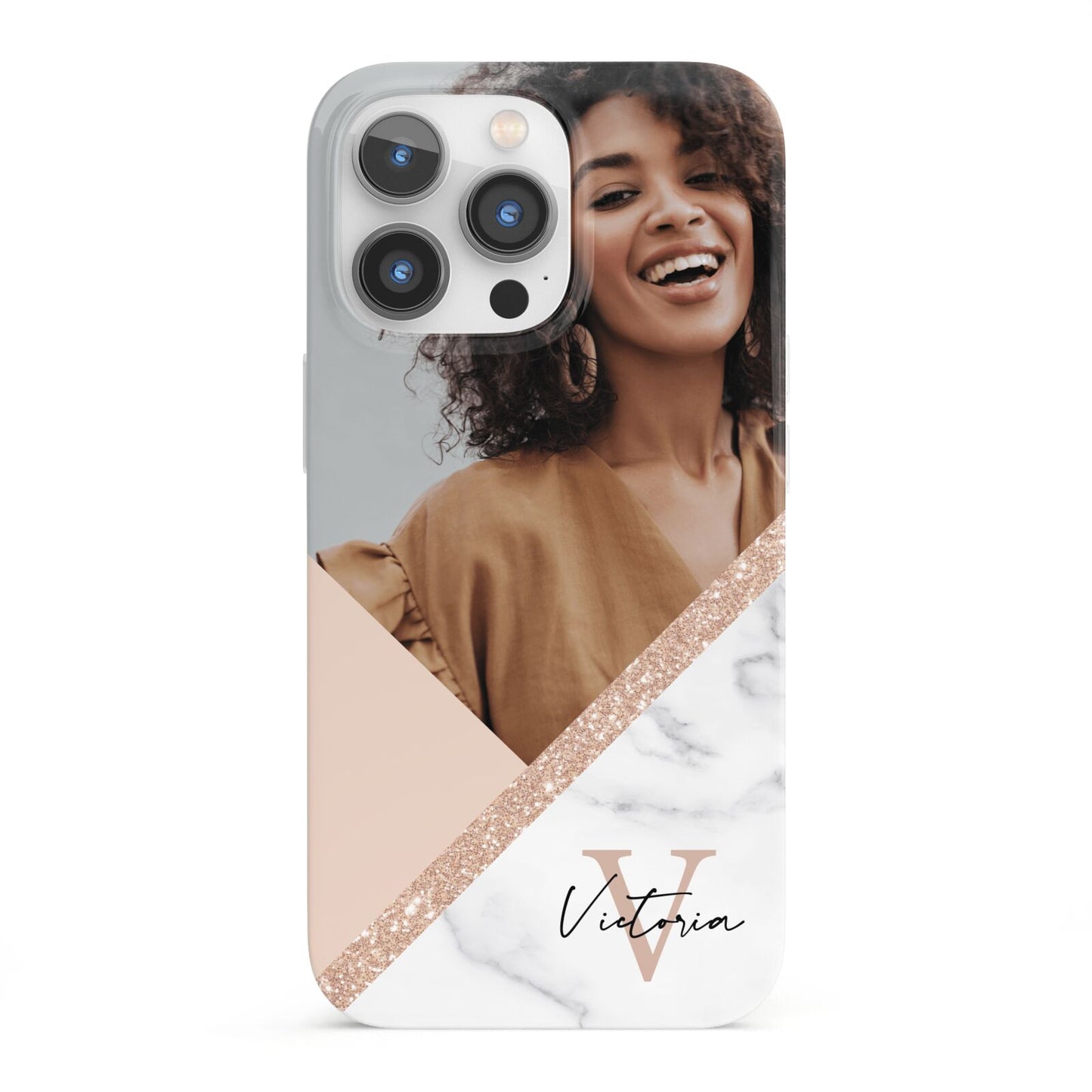 Geometric Marble Photo Upload iPhone 13 Pro Full Wrap 3D Snap Case