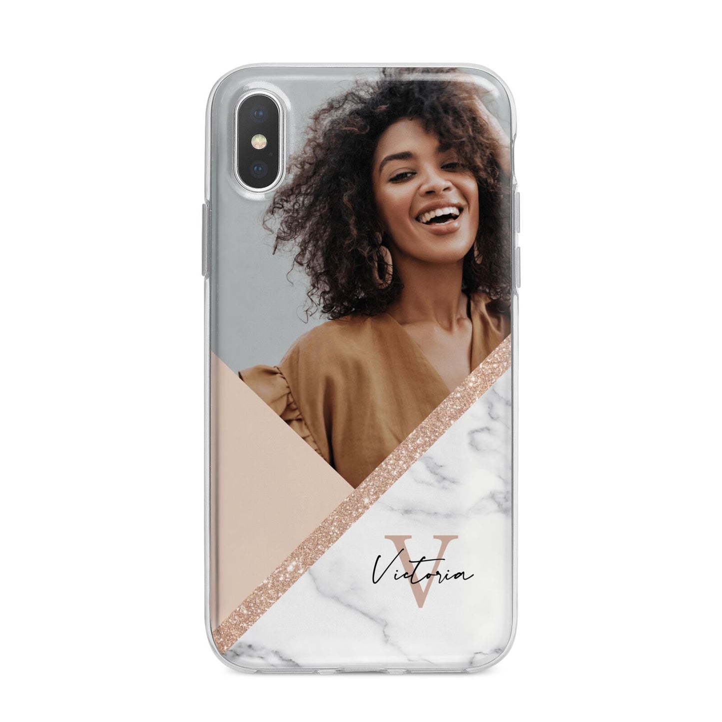 Geometric Marble Photo Upload iPhone X Bumper Case on Silver iPhone Alternative Image 1