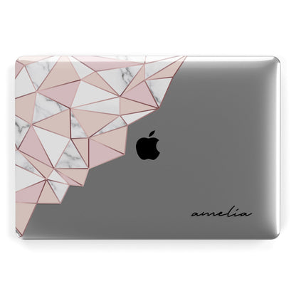 Geometric Pink Marble with Name Apple MacBook Case