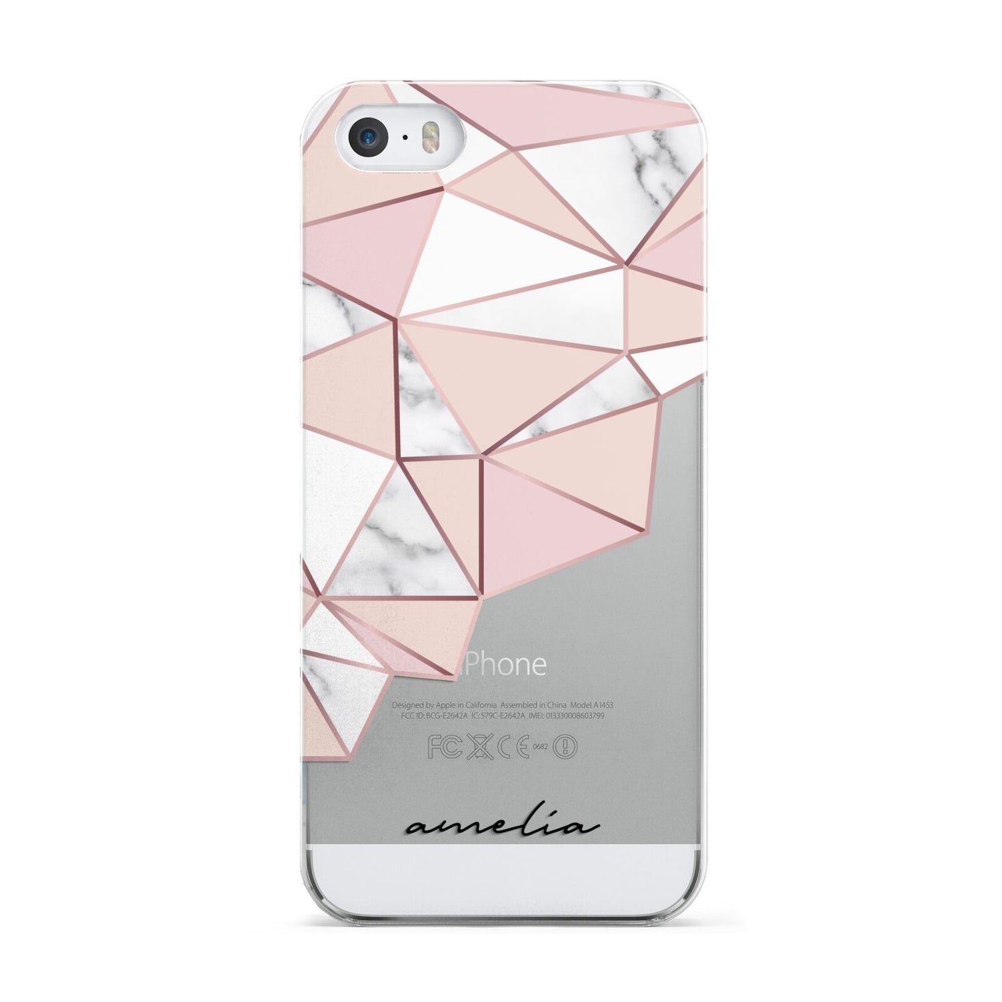 Geometric Pink Marble with Name Apple iPhone 5 Case