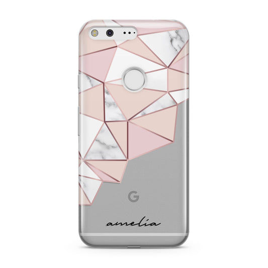 Geometric Pink Marble with Name Google Pixel Case