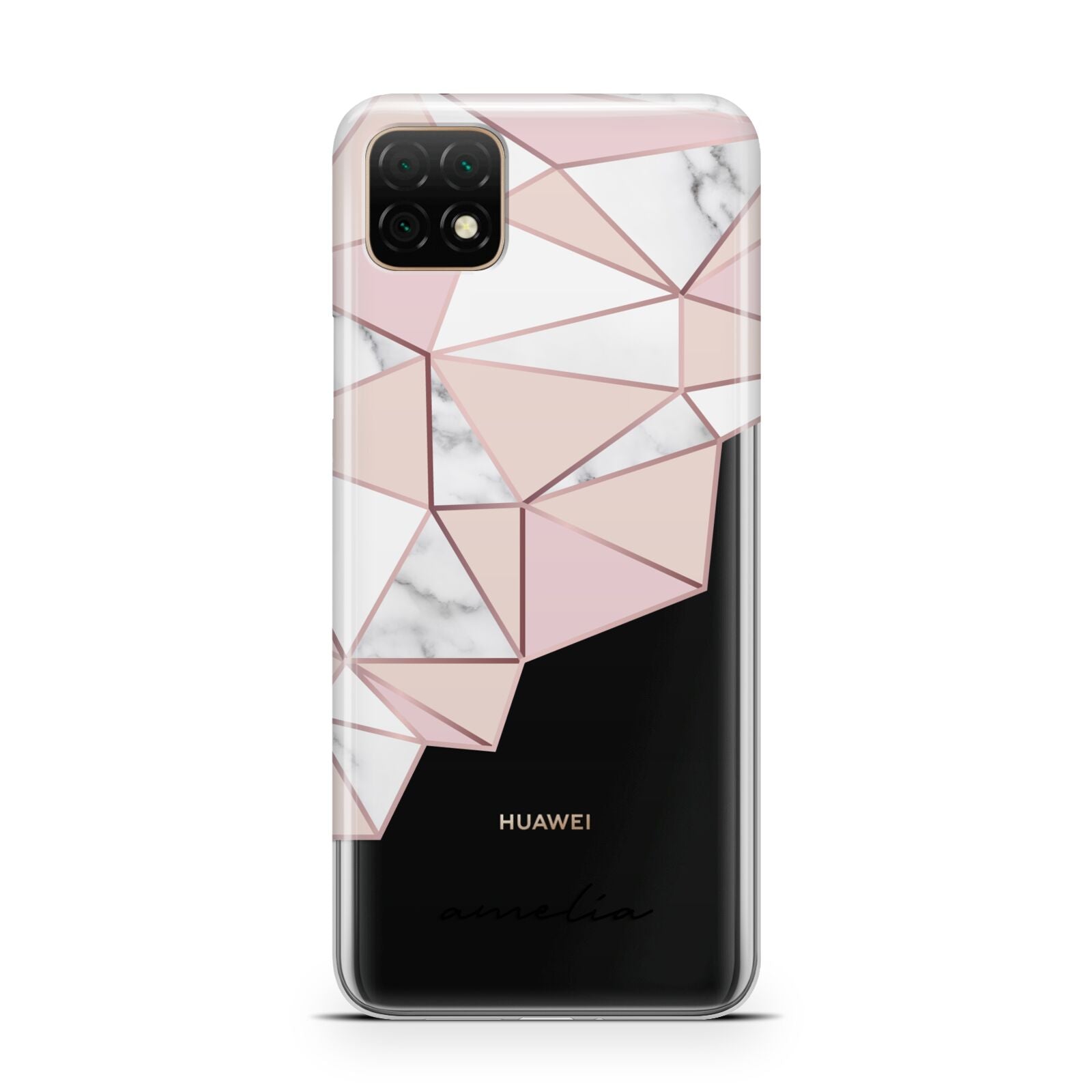 Geometric Pink Marble with Name Huawei Enjoy 20 Phone Case