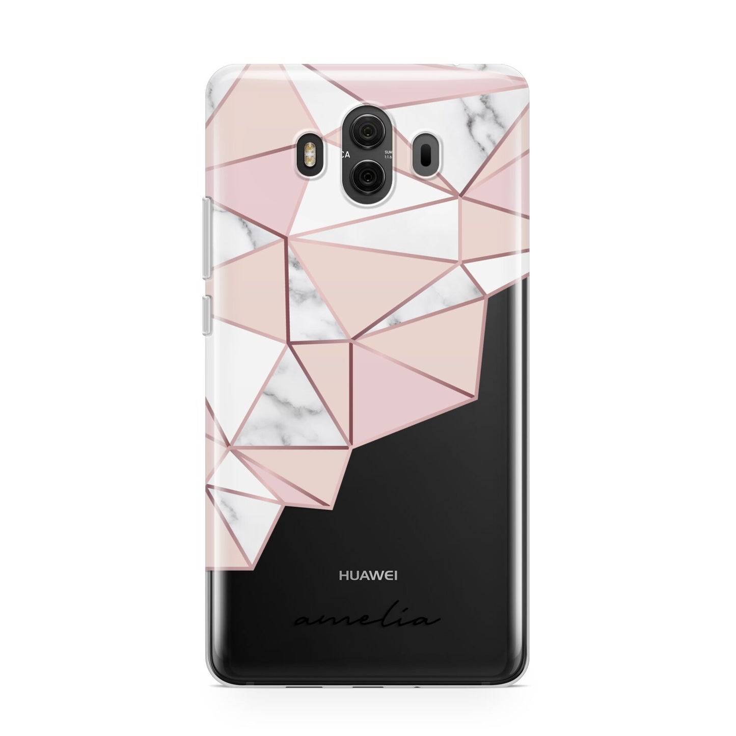 Geometric Pink Marble with Name Huawei Mate 10 Protective Phone Case