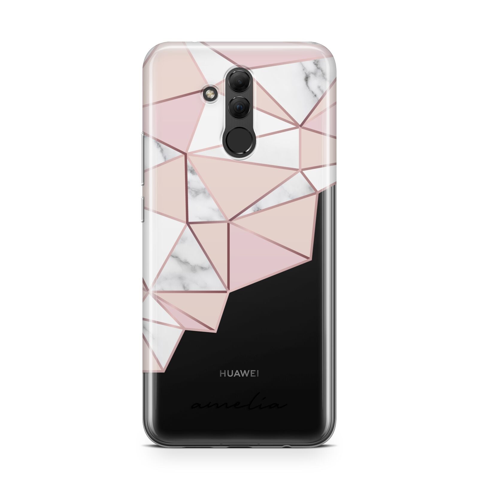 Geometric Pink Marble with Name Huawei Mate 20 Lite