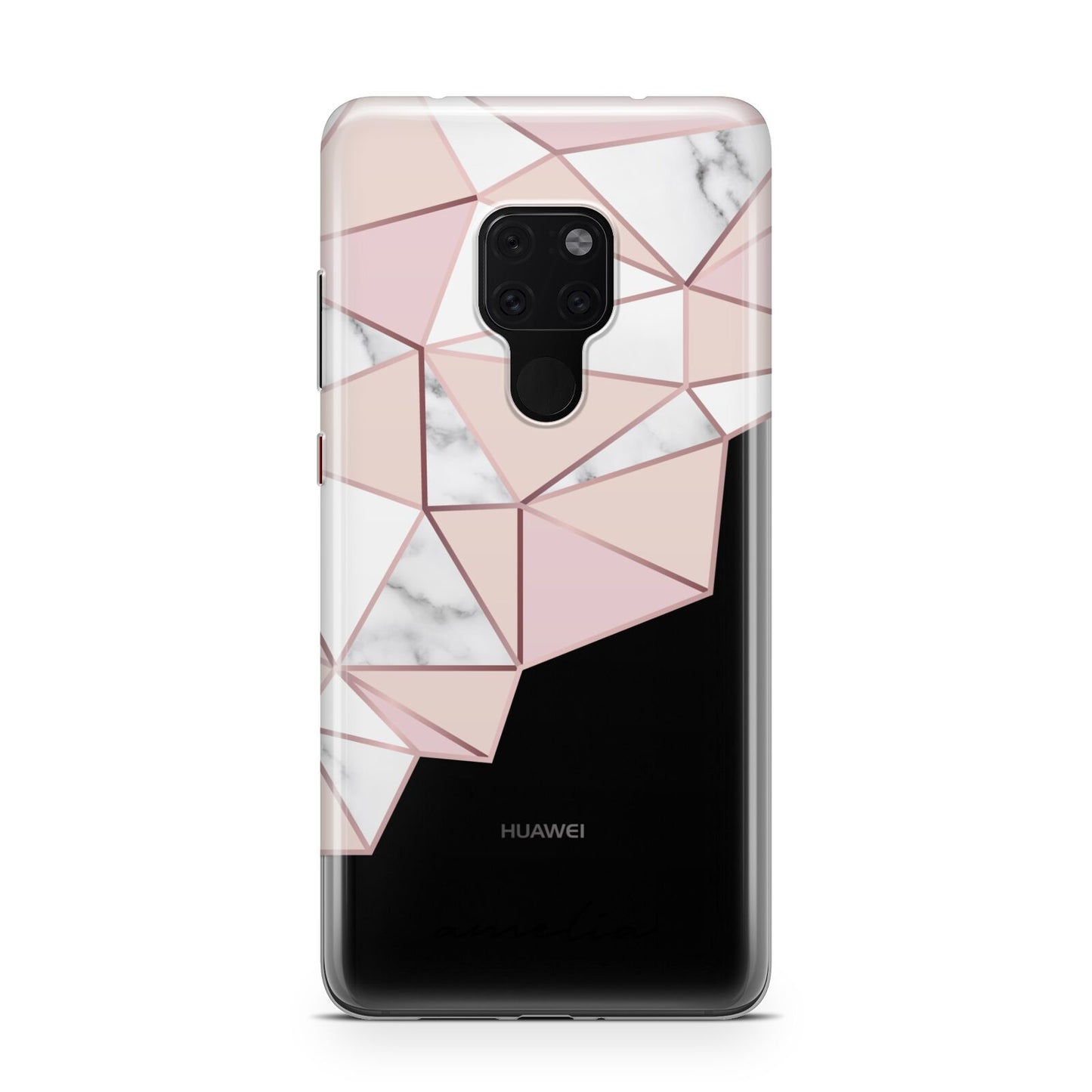 Geometric Pink Marble with Name Huawei Mate 20 Phone Case