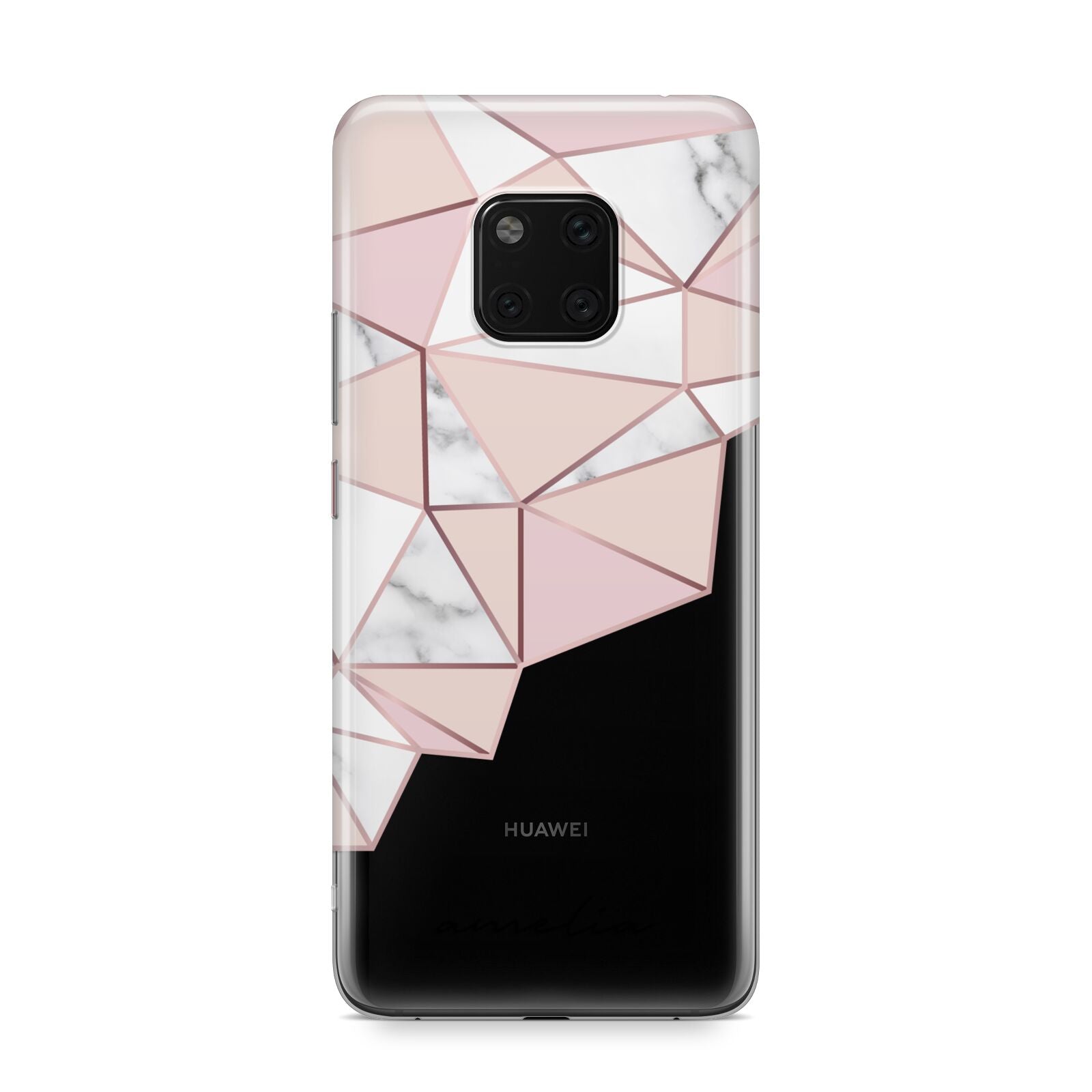 Geometric Pink Marble with Name Huawei Mate 20 Pro Phone Case