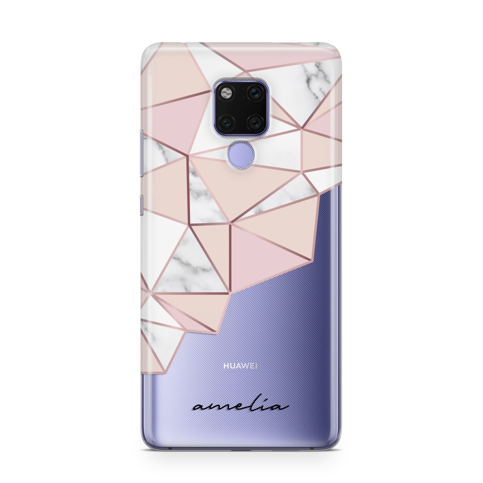 Geometric Pink Marble with Name Huawei Mate 20X Phone Case