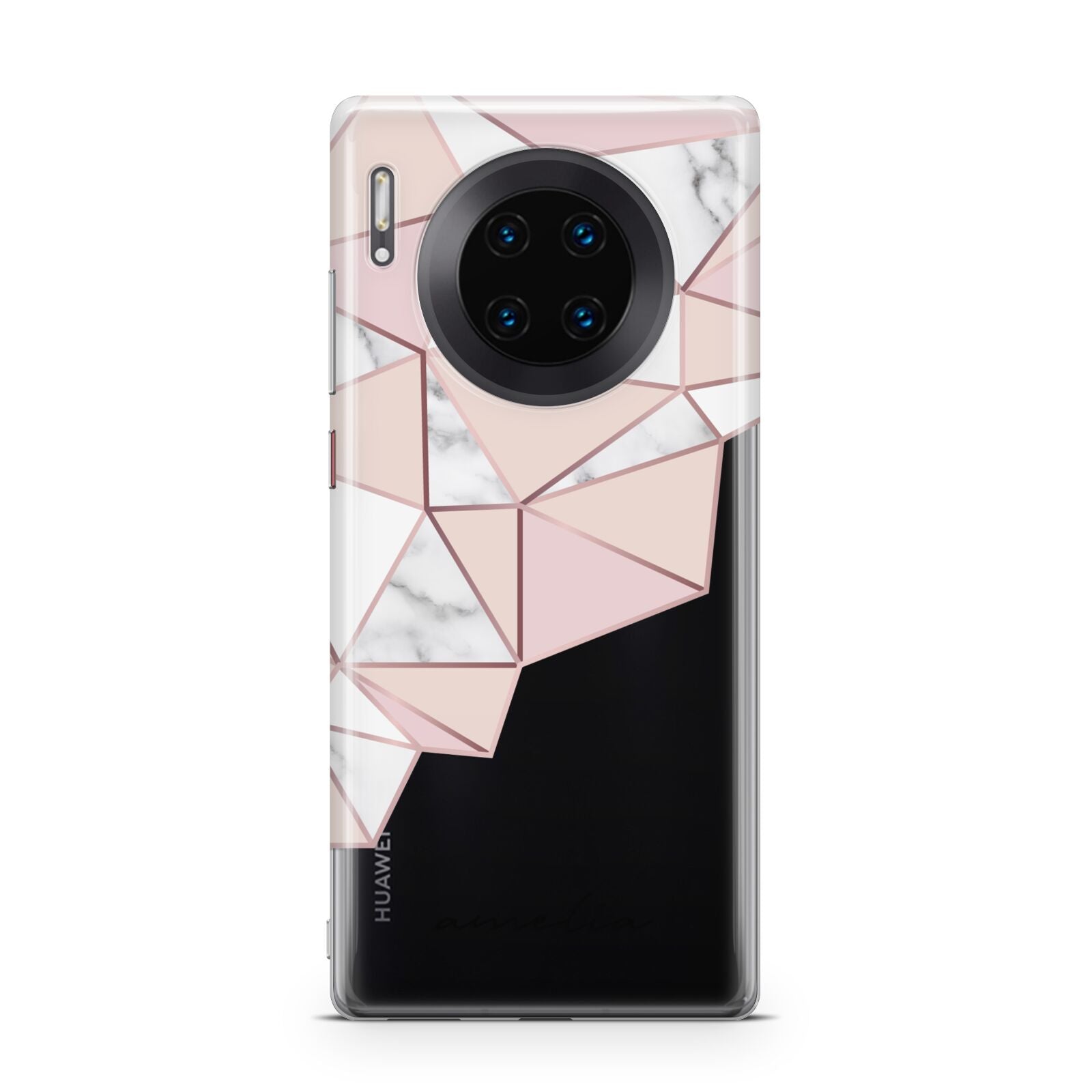 Geometric Pink Marble with Name Huawei Mate 30 Pro Phone Case