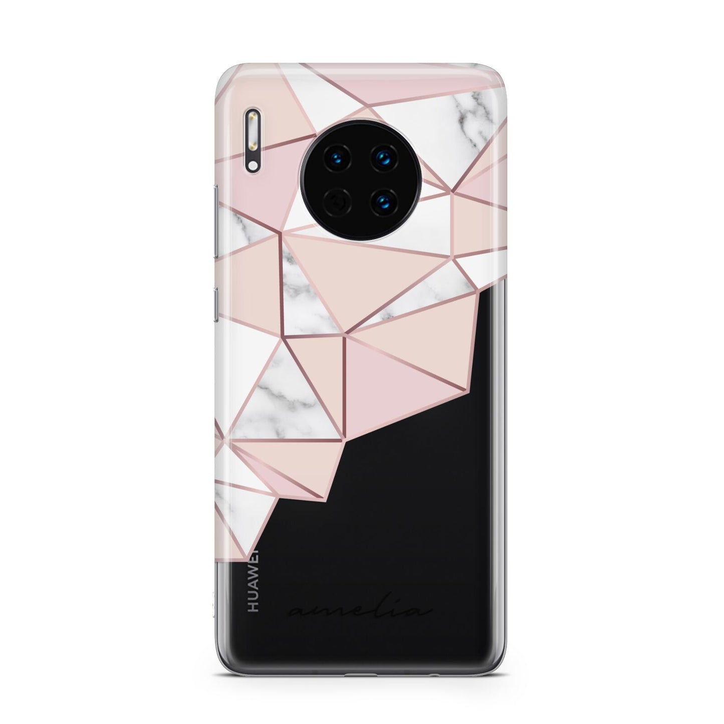 Geometric Pink Marble with Name Huawei Mate 30