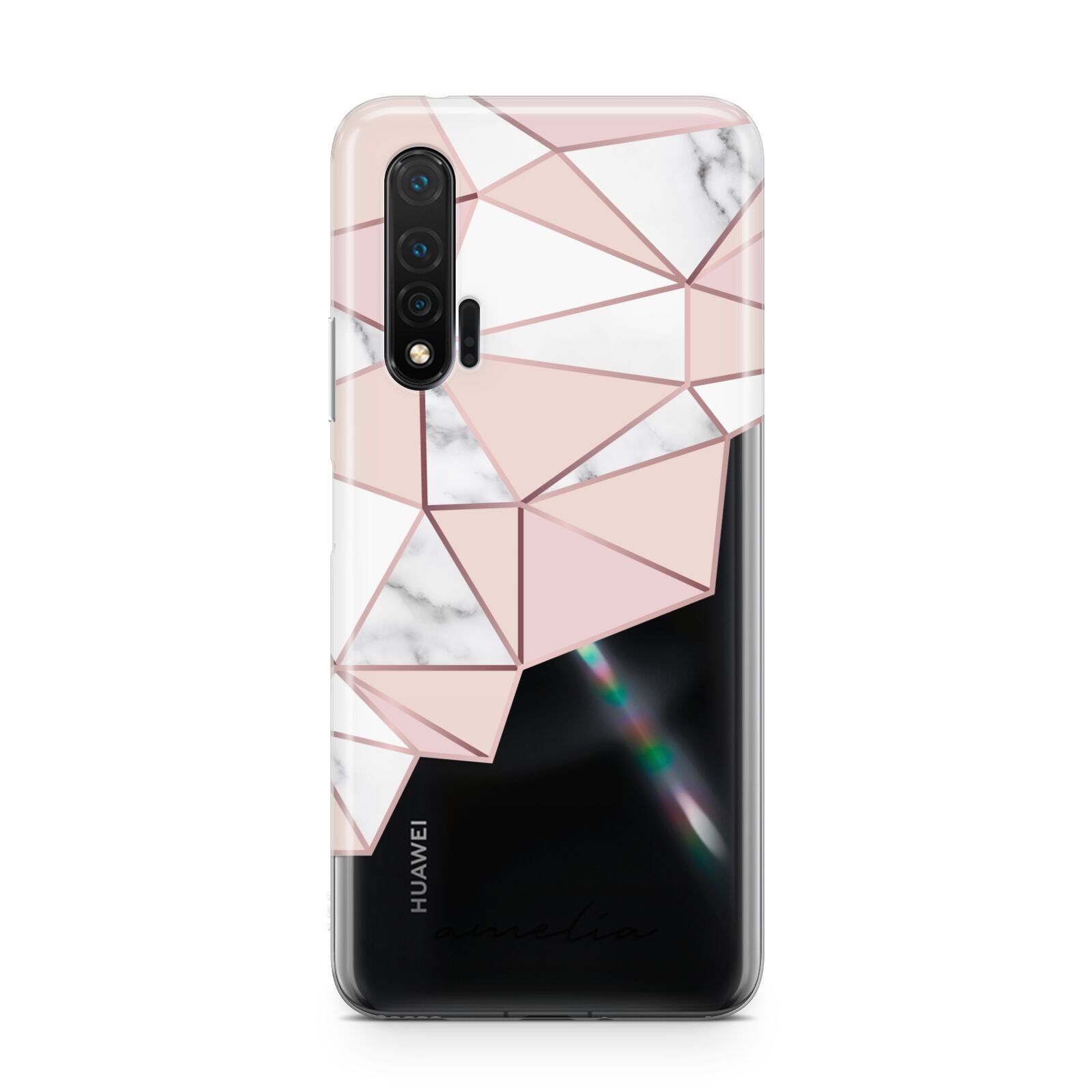 Geometric Pink Marble with Name Huawei Nova 6 Phone Case