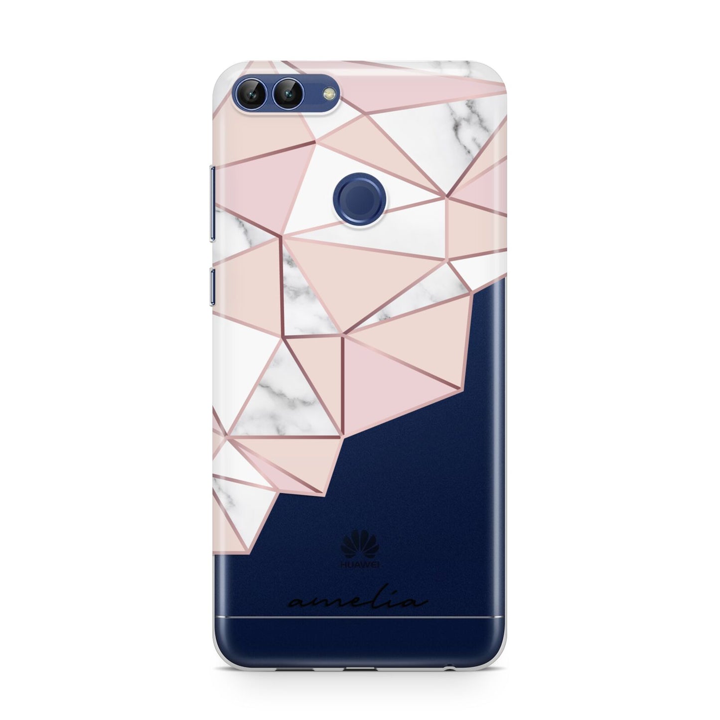 Geometric Pink Marble with Name Huawei P Smart Case