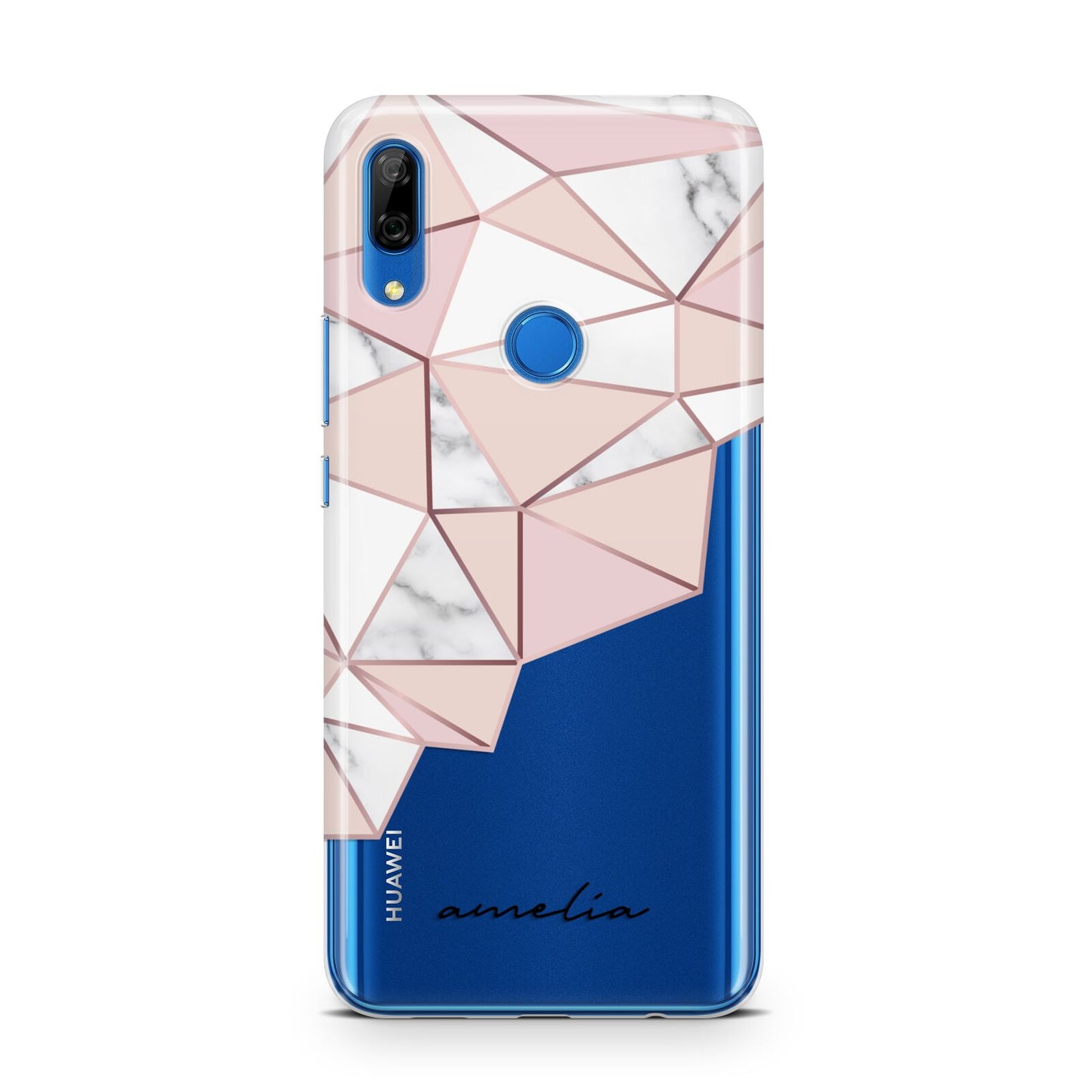 Geometric Pink Marble with Name Huawei P Smart Z