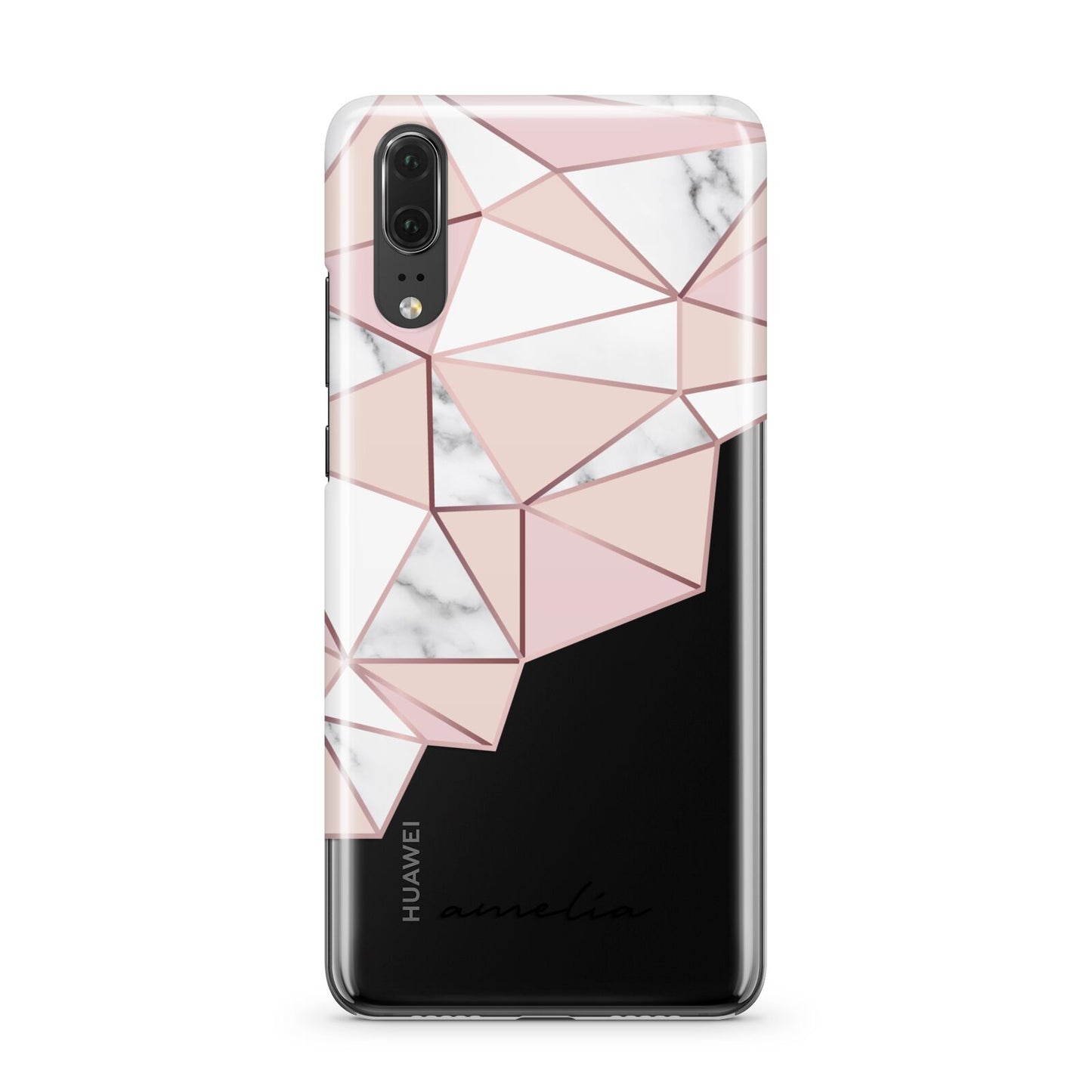 Geometric Pink Marble with Name Huawei P20 Phone Case