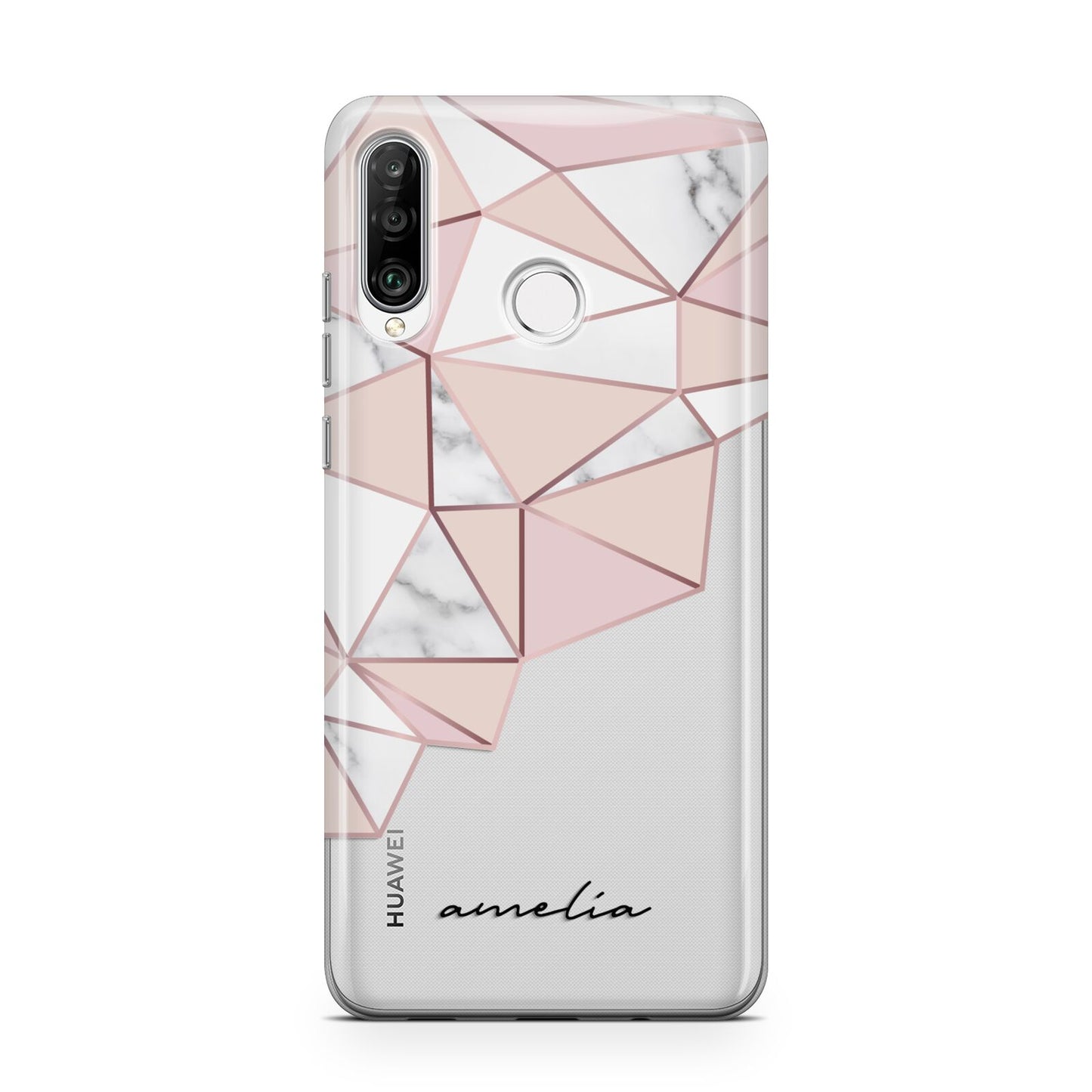 Geometric Pink Marble with Name Huawei P30 Lite Phone Case