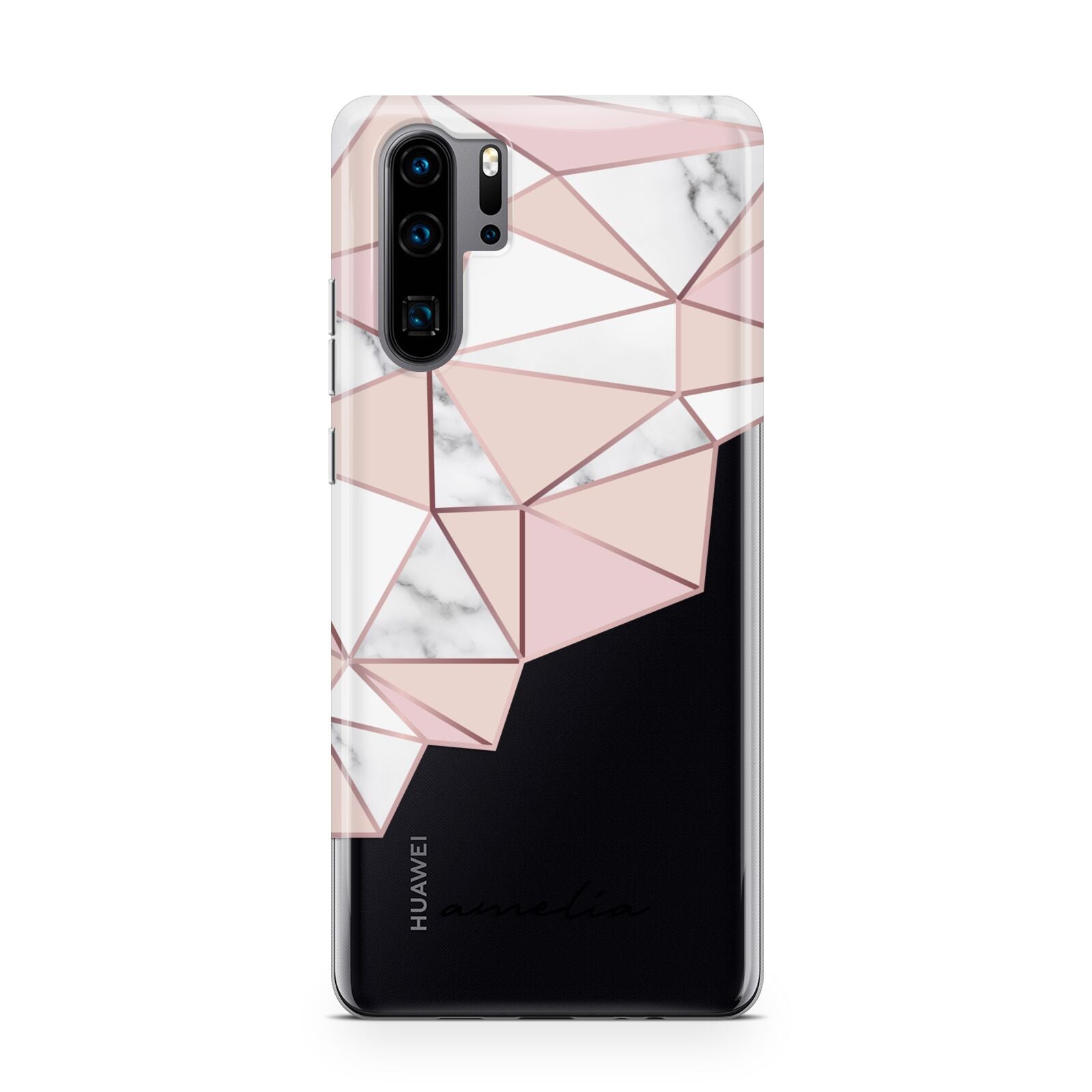 Geometric Pink Marble with Name Huawei P30 Pro Phone Case