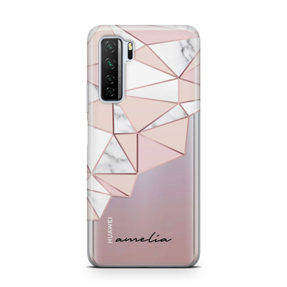 Geometric Pink Marble with Name Huawei P40 Lite 5G Phone Case