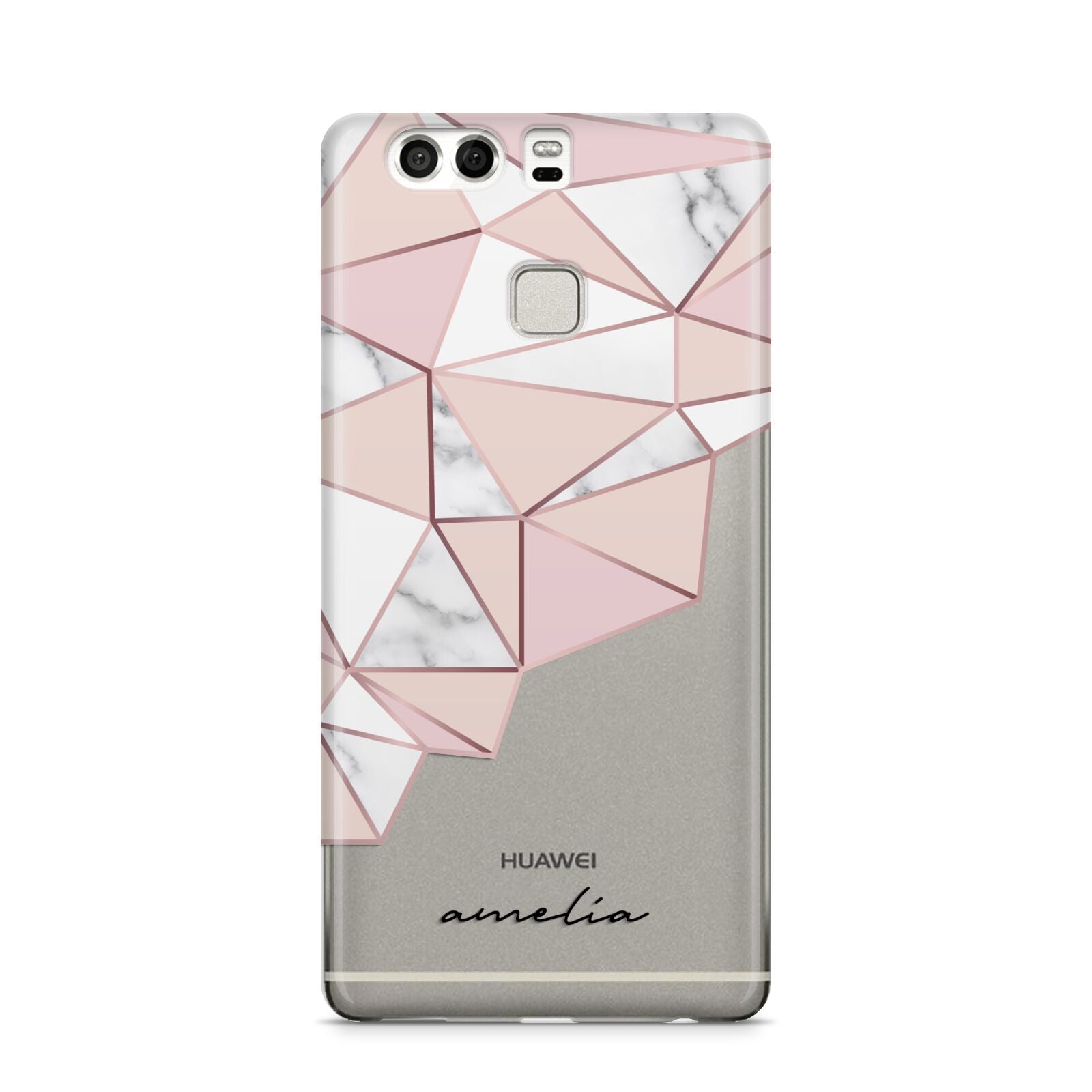 Geometric Pink Marble with Name Huawei P9 Case