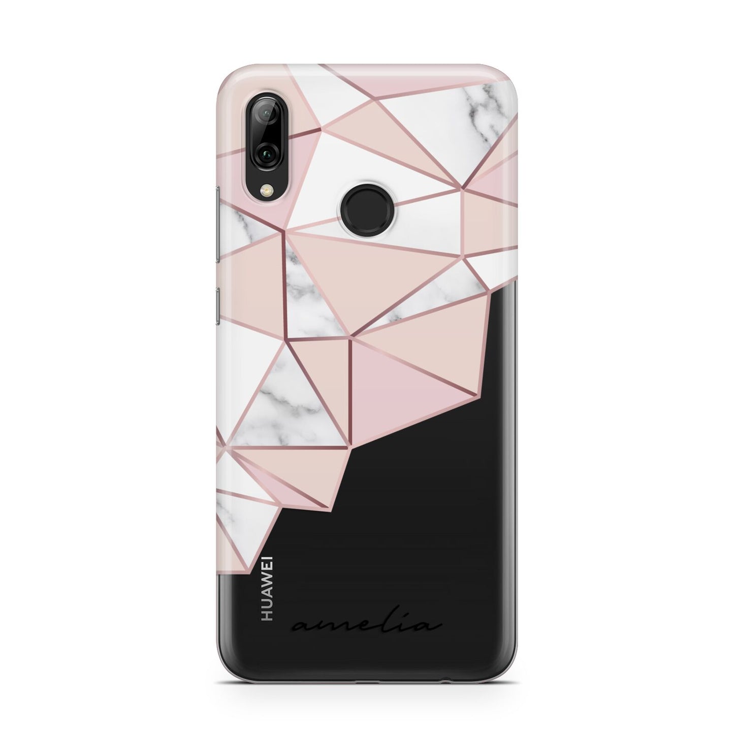 Geometric Pink Marble with Name Huawei Y7 2019