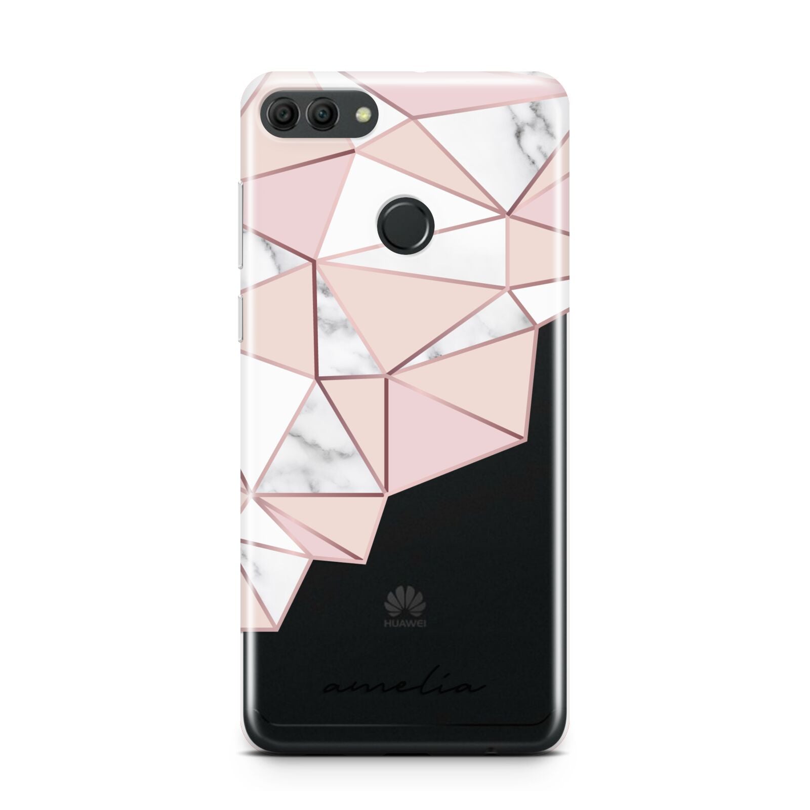 Geometric Pink Marble with Name Huawei Y9 2018