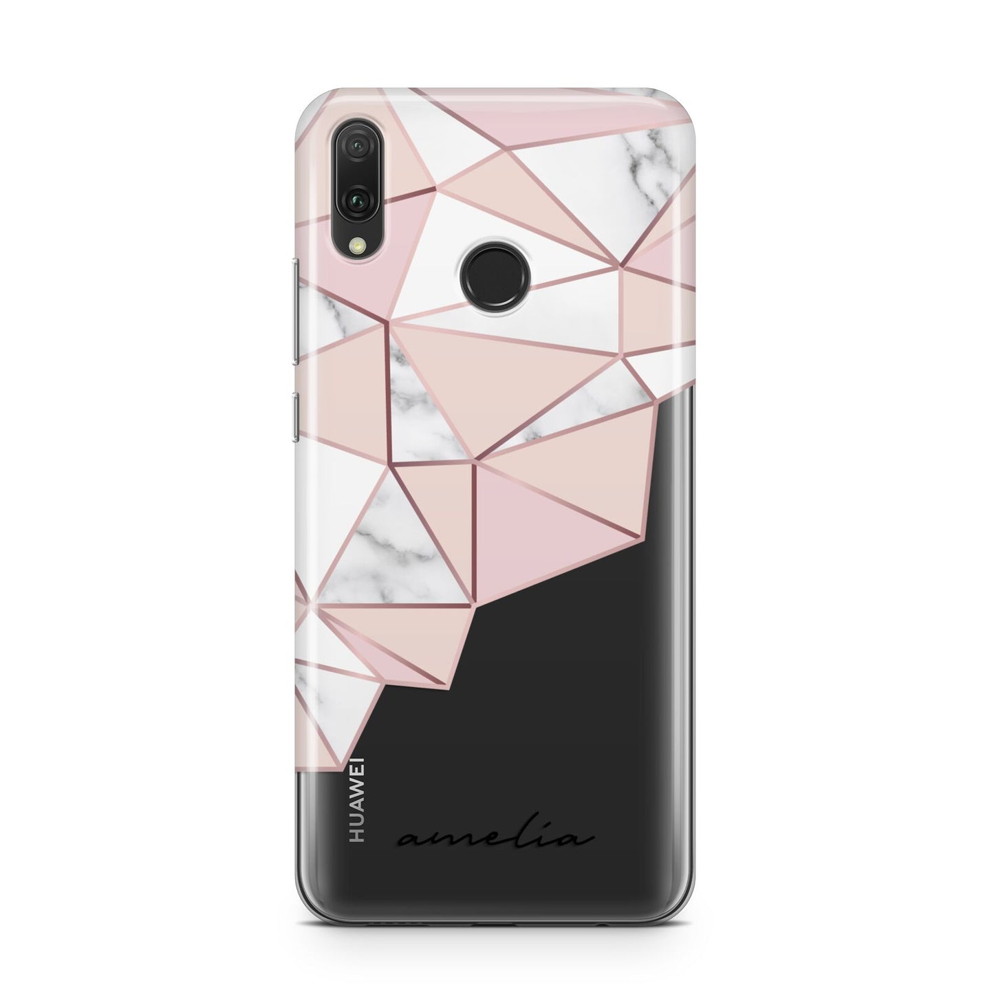 Geometric Pink Marble with Name Huawei Y9 2019