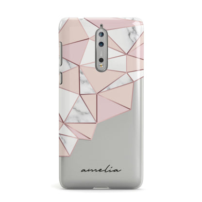 Geometric Pink Marble with Name Nokia Case