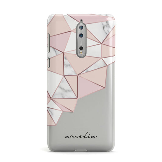 Geometric Pink Marble with Name Nokia Case